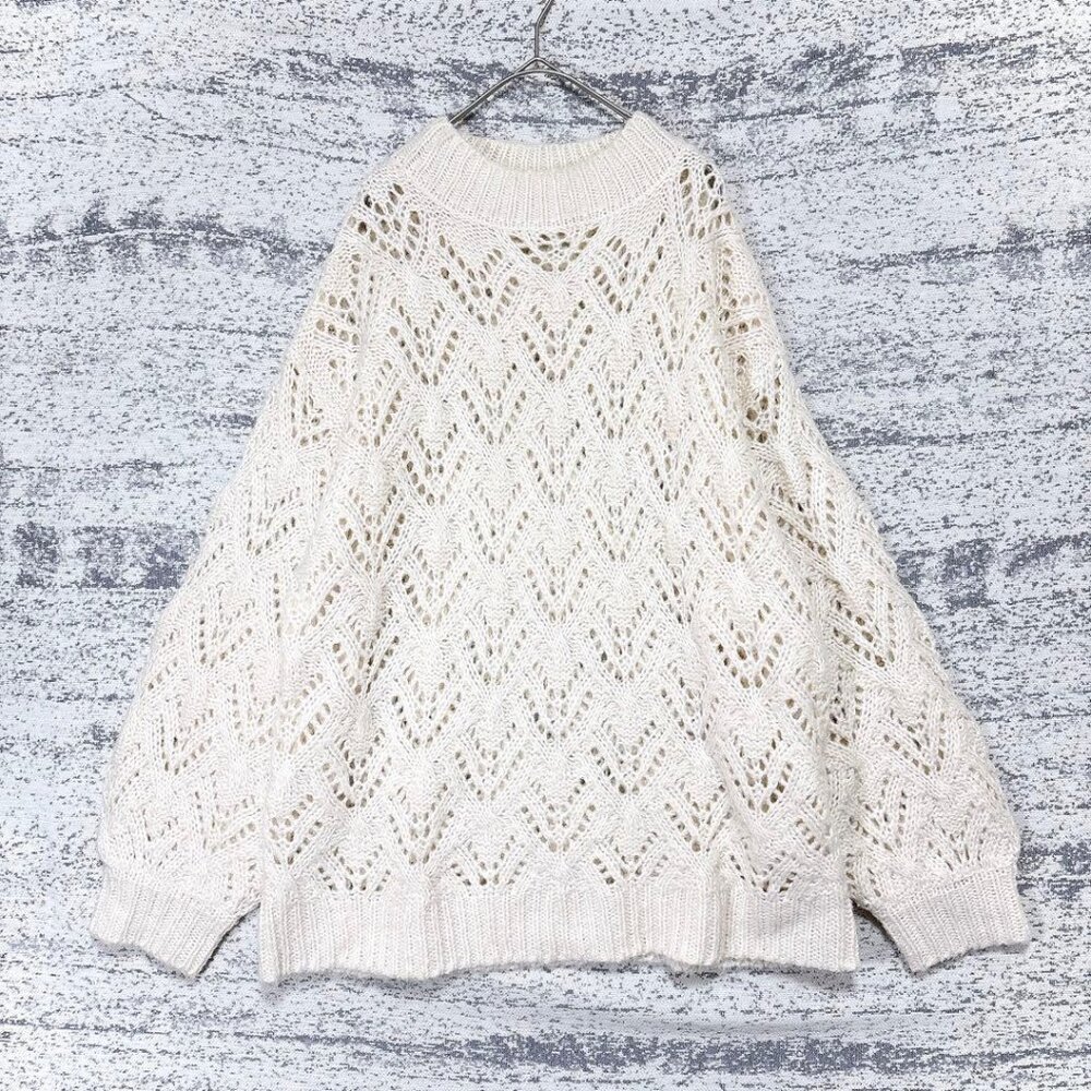 Ripption Efforia See Knit Rib Crew Neck Sweater Ivory